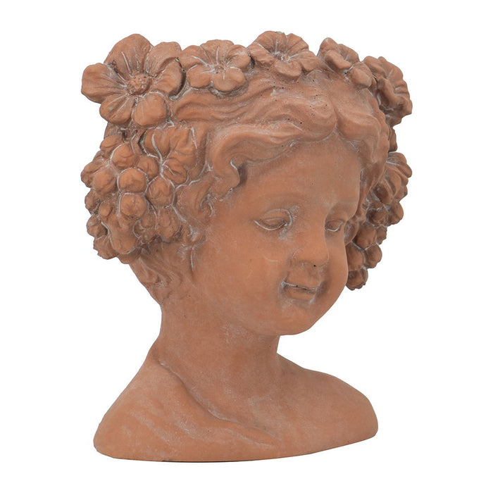 8X4X9" Visage Head Bust Planter, Home Wall Planter - Brown