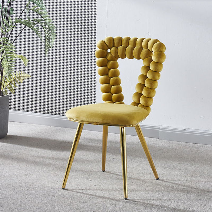 Modern Chair With Iron Tube Legs, Soft Cushions And Comfortable Backrest, Suitable For Dining Room, Living Room, Cafe, Hairball Back