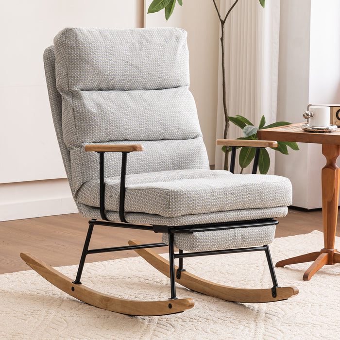 Modern Teddy Gliding Rocking Chair With High Back, Retractable Footrest, And Adjustable Back Angle For Nursery, Living Room, And Bedroom