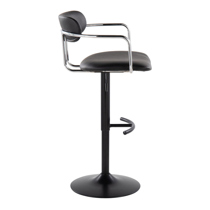 Demi - Contemporary Adjustable Height Barstool With Swivel With Rounded T Footrest (Set of 2)