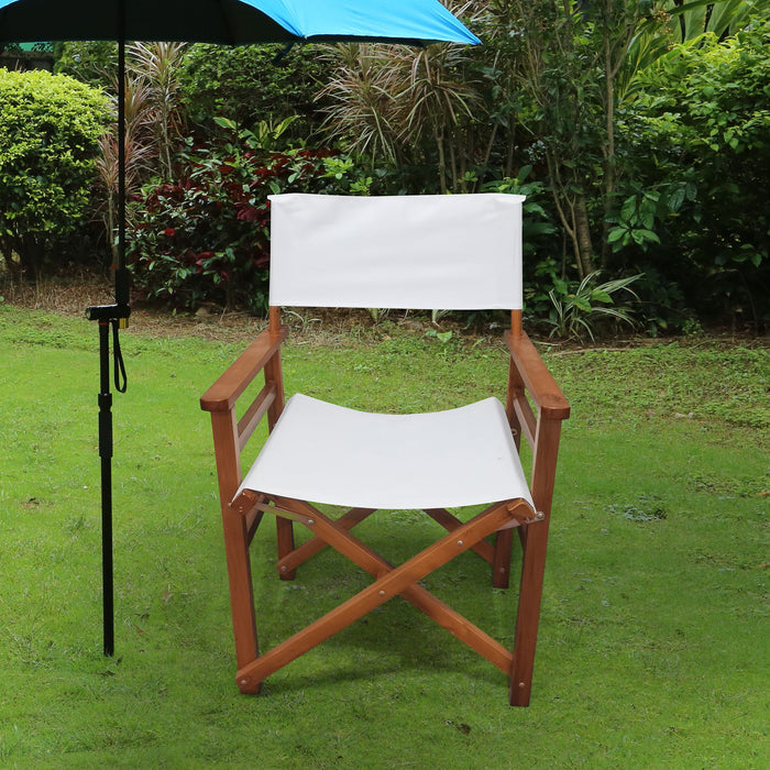 Folding Chair Wooden Director Chair Canvas Folding Chair Folding Chair Populus & Canvas (Color : White)