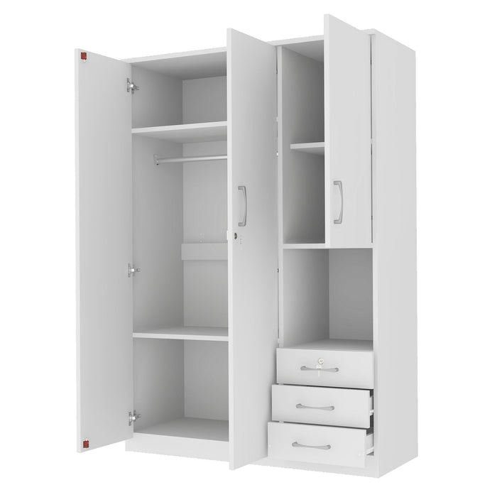 2 Doors Wardrobe Storage For Bedroom With Shelves And 3 Drawers
