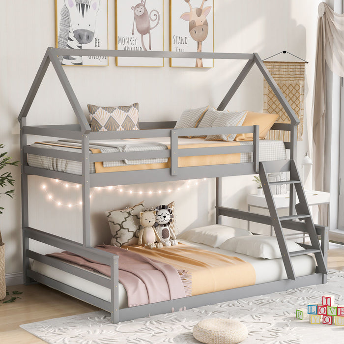 Kids Furniture - House Bunk Bed With Built In Ladder