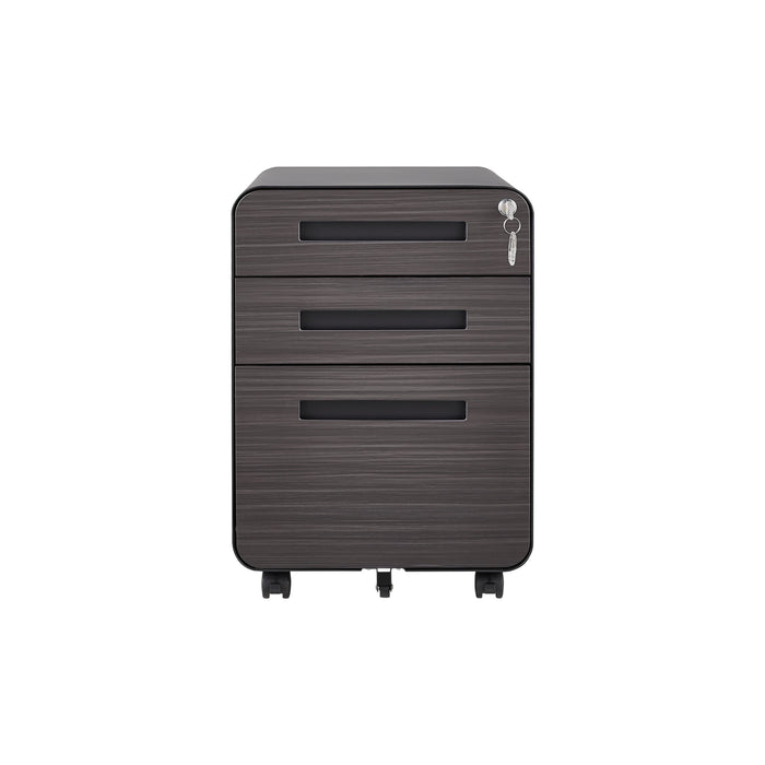 3 Drawer Mobile File Cabinet Under Desk Office, Simple Style Versatile Storage Cabinet For Legal / Letter / A4 Files, 5 Wheel Design Anti - Tilting Cold Rolled Steel Waterproof Moisture - Proof - Black