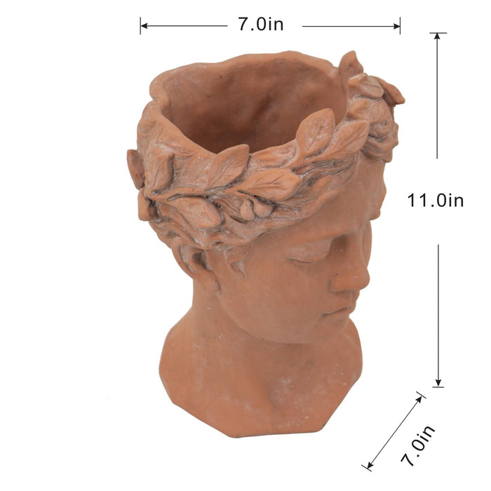 D7X11" Visage Head Bust Planter - Brown