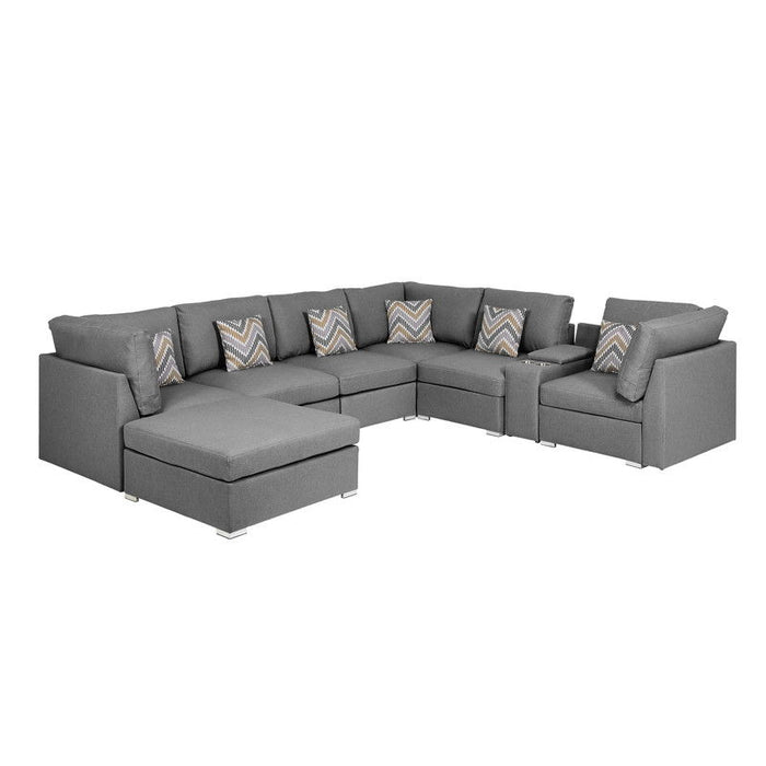 Amira - Reversible Modular Sectional Sofa With USB Console And Ottoman