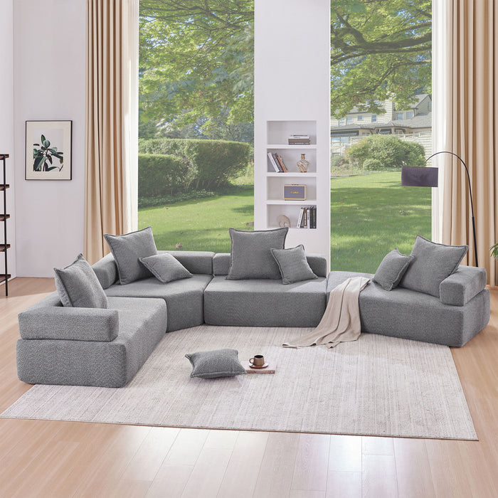 Oversized Modular Sectional Sofa, Luxury Boucle Floor Couch Set, Convertible Sleeper Couch, Spacious Foam-Filled Sofa Bed For Living Room