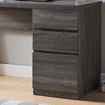Executive Home Office Desk With Two Storage Drawers And File Cabinet - Distressed Grey & Black
