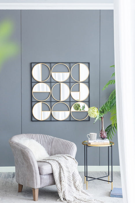 Eclectic Styling Metal Beaded Wall Mirror With Contemporary Design For Bedroom, Liveroom & Entryway