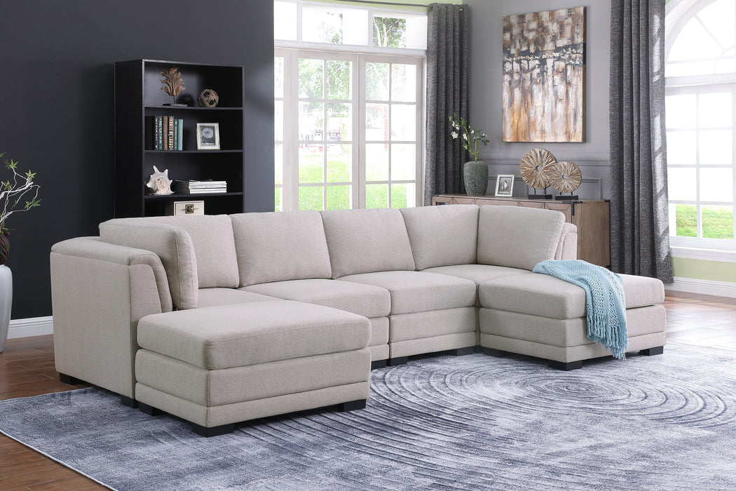 Kristin - Linen Fabric Reversible Sectional Sofa