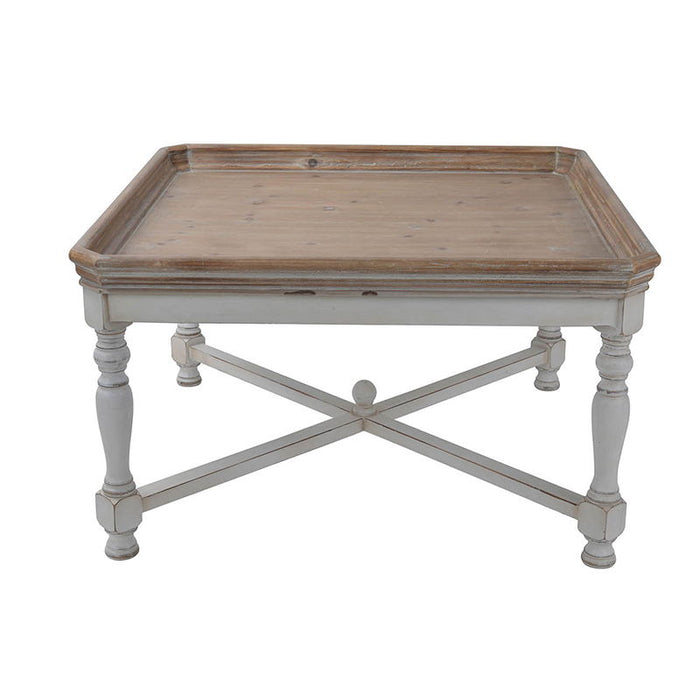 Square Alcott Coffee Table, French Countory Tray Table - White