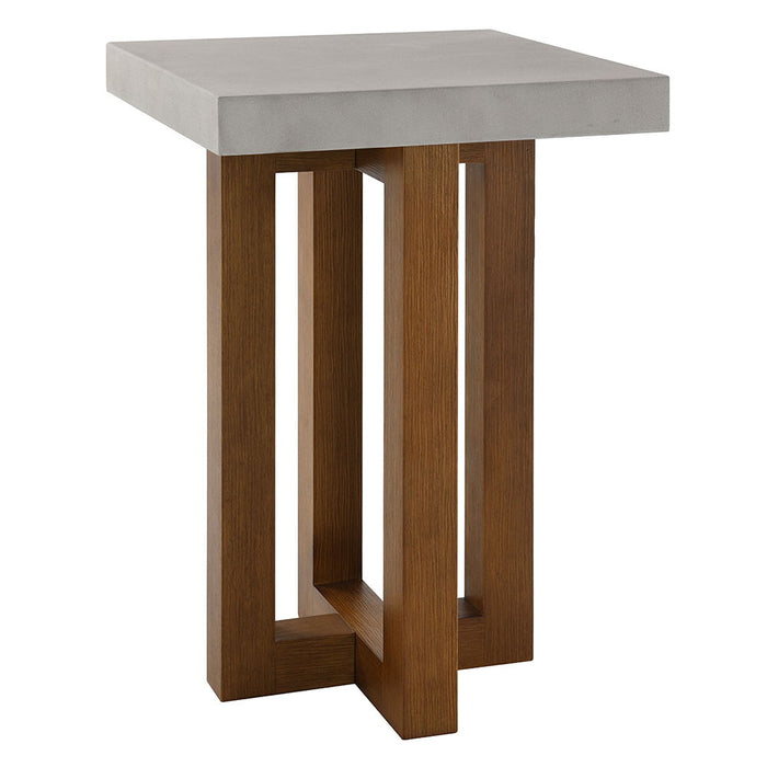 Keven - End Table - Faux Concrete Top & Walnut  Finish