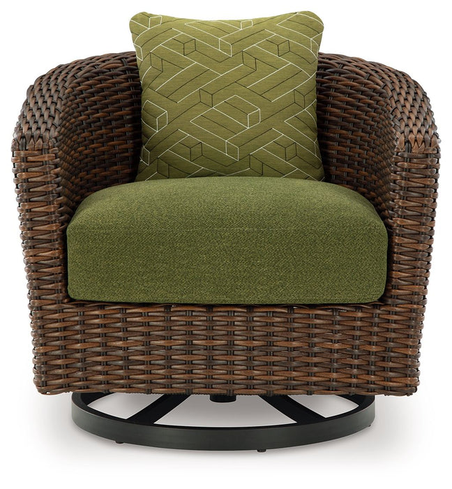 Horizon Hall - Brown / Green - Swivel Lounge With Cushion