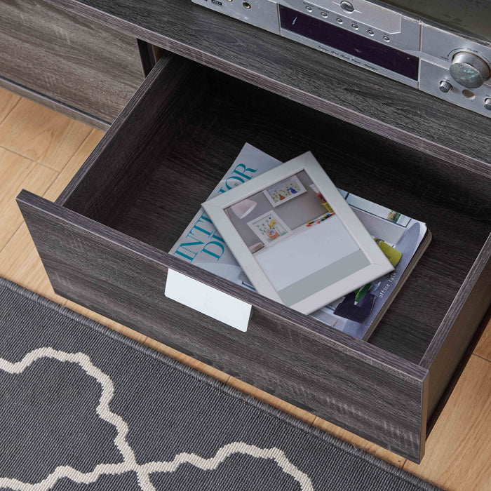 Modern TV Stand With Three Shelves And Two Drawers