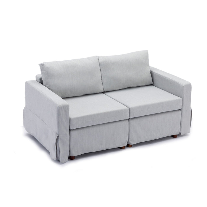 2 Seat Module Sectional Sofa Couch With 2 Ottoman, Seat Cushion And Back Cushion Removable And Washable - Light Gray