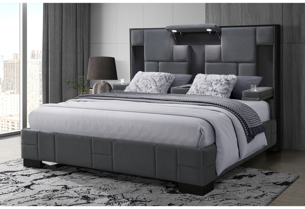 Oscar - King Bed In Fabric - Dark Gray