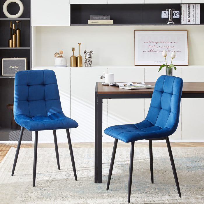 Mid Century Modern Blue Velvet Dining Chairs (Set of 2) For Kitchen, Living Room