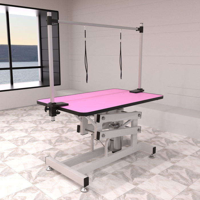 Hydraulic Pet Grooming Table With"H" Arm - Pink