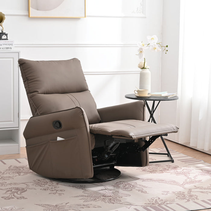 Electric 270° Swivel Rocking Glider Chair For Living Room (Brown)