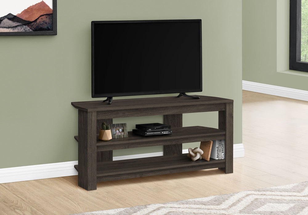 TV Stand, Console, Media Entertainment Center, Storage Shelves, Living Room, Bedroom, Contemporary, Modern - Oak