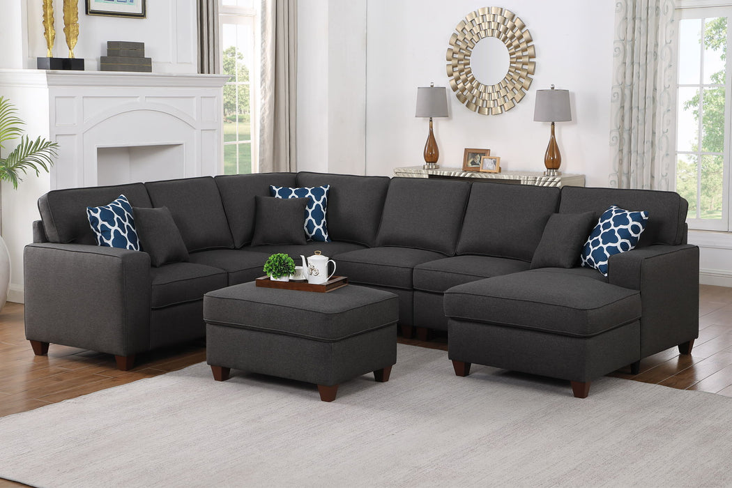 Aspen - Sectional Sofa With Chaise And Ottoman - Dark Gray