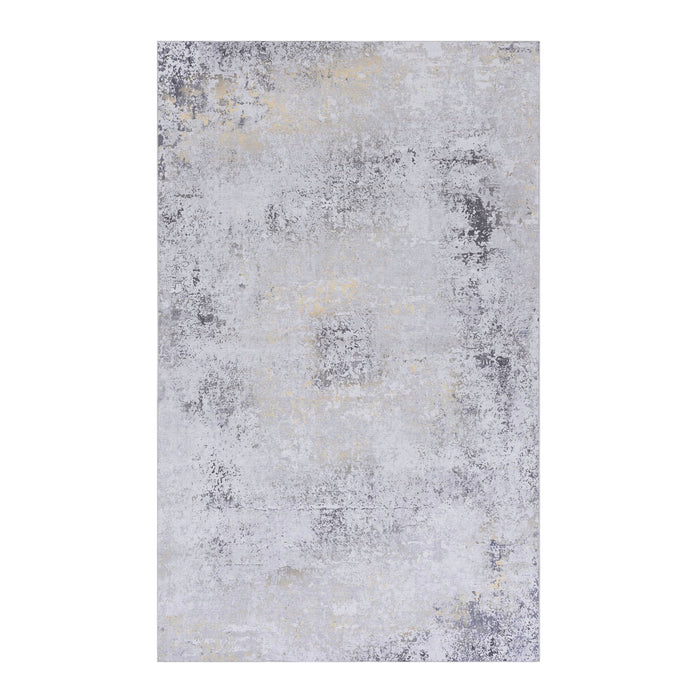 6' x 9' Area Rugs, Washable Rug, Low-Pile, Non-Slip, Non-Shedding, Foldable, Kid & Pet Friendly Area Rugs For Living Room, Bedroom, Kitchen, Dining Room Rug, Perfect Gifts - Gray / Gold