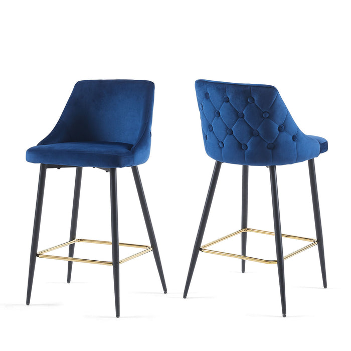 Blue Velvet Swivel Bar Chair Bar Stool And Metal Modern High Bar Furniture Commercial Furniture