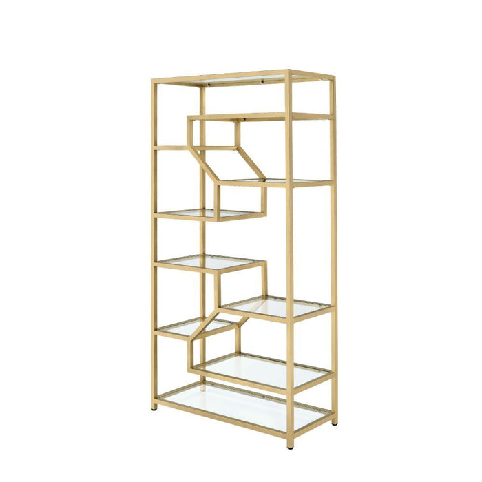 Lecanga- Bookshelf - Gold & Clear Glass