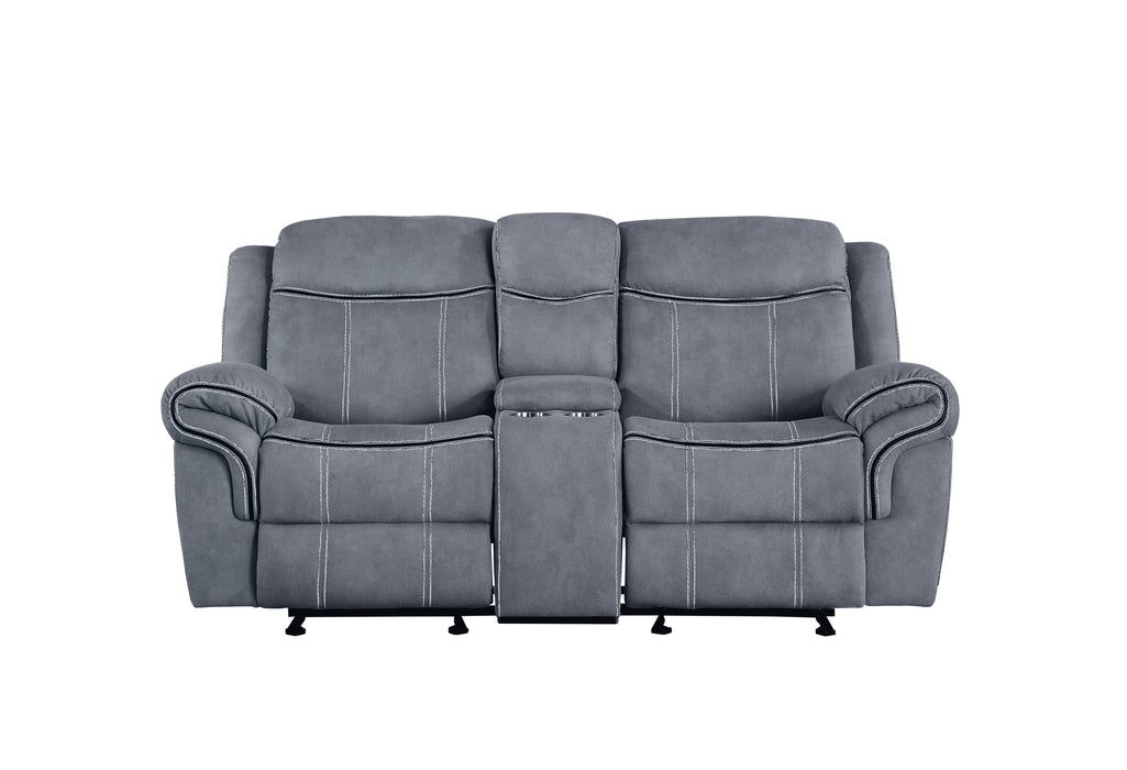 Zubaida - Two Tone Velvet Recliner Loveseat With USB Port Console