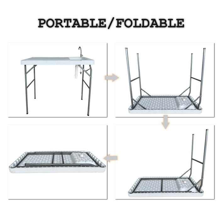 Outdoor Fish And Game Cutting Cleaning Table With Sink And Faucet