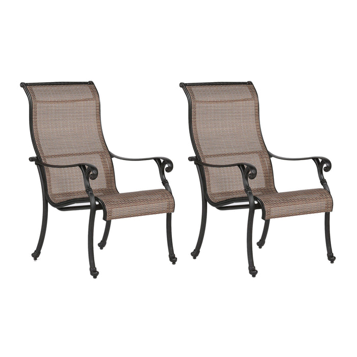 Patio Outdoor Sling Patio Chairs With Aluminum Frame, All-Weather Furniture (Set of 2) - Bronze
