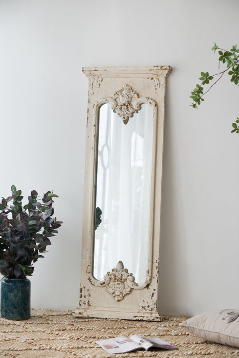 Full Length Mirror With Solid Wood Frame, Floor Mirror For Living Room Bedroom Entryway - White