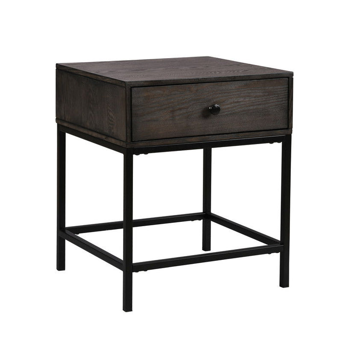 Ava - 20" MDF End Table With Charging Ports And Metal Base - Espresso