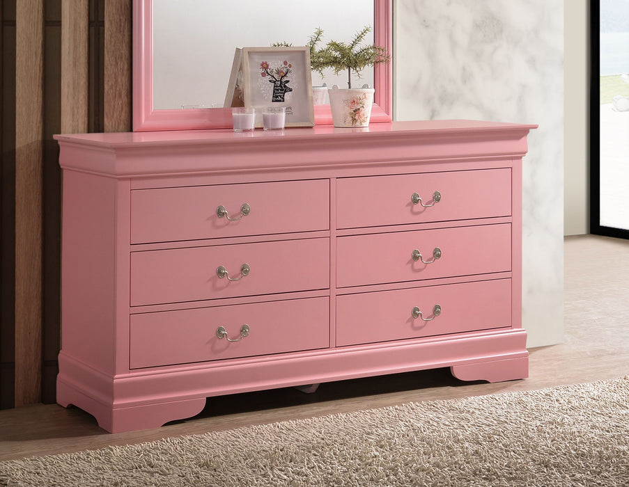 Glory Furniture Louis Phillipe Dresser, Pink