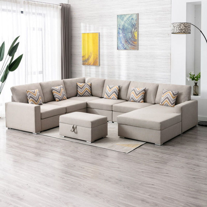 Nolan - 7 Piece Sectional Sofa With Pillows And Interchangeable Legs