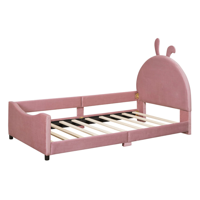 Upholstered Daybed With Rabbit Ear Shaped Headboard