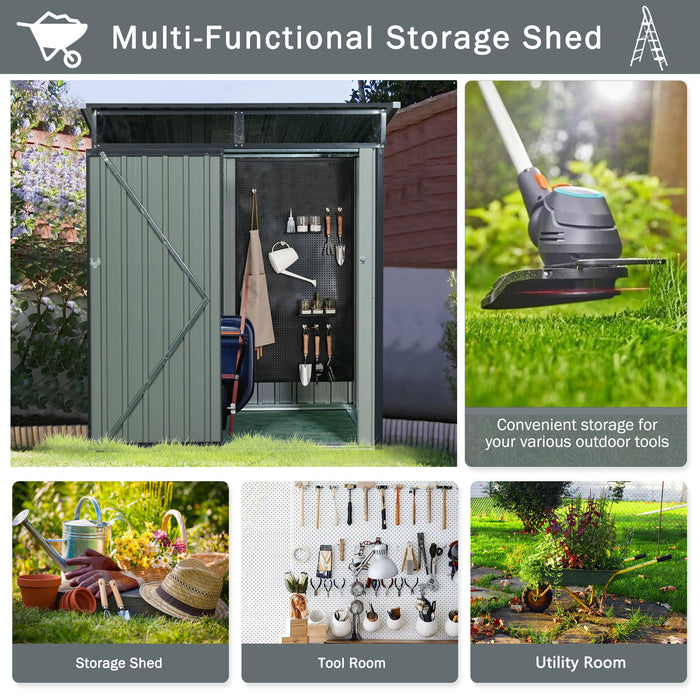 Tc53G Outdoor Metal Storage Shed Transparent Plate - Gray