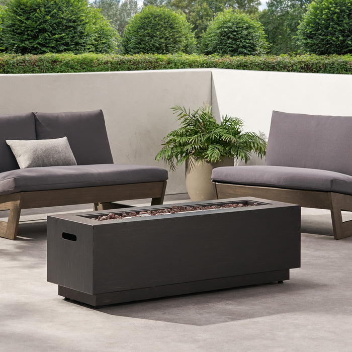 40" Outdoor 50,000 BTU Rectangular Iron Propane Fire Pit, Dark Grey (Tank Cover not Included)