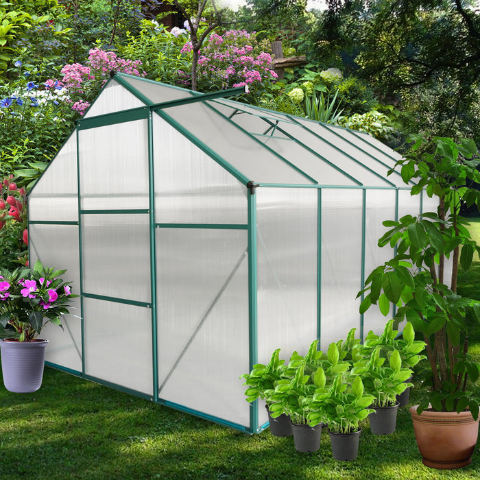 Polycarbonate Greenhouse Raised Base And Anchor Aluminum Heavy Duty Walk-In Greenhouses For Outdoor Backyard In All Season