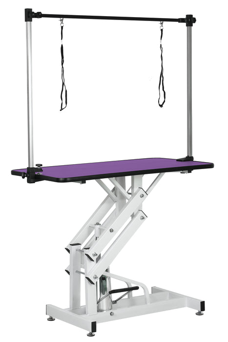 Hydraulic Pet Grooming Table With"H" Arm - Purple