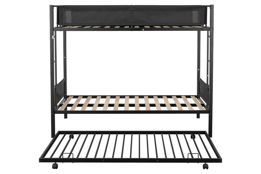 Twin Over Twin Bunk Bed With Trundle - Black