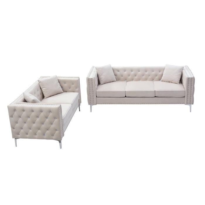 2 Piece Modern Velvet Living Room Set