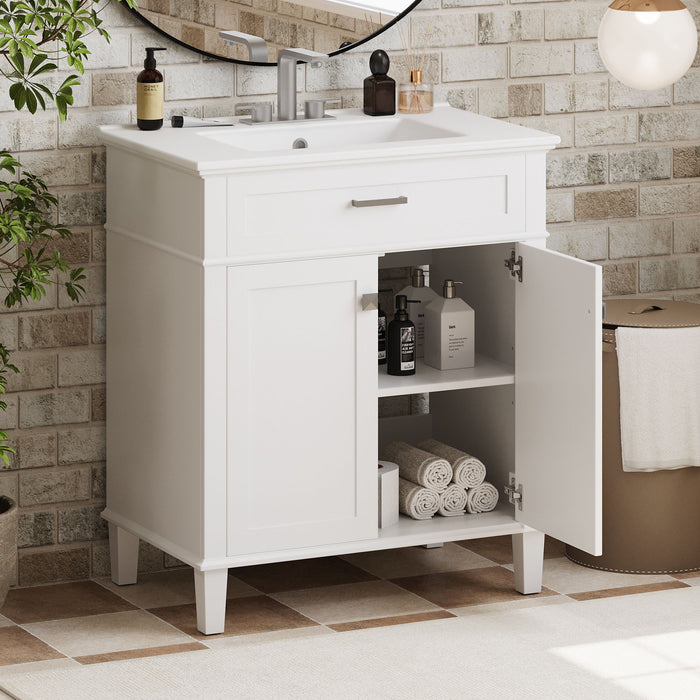 Bathroom Vanity With Ceramic Basin, Soft Close Door And Adjustable Shelves