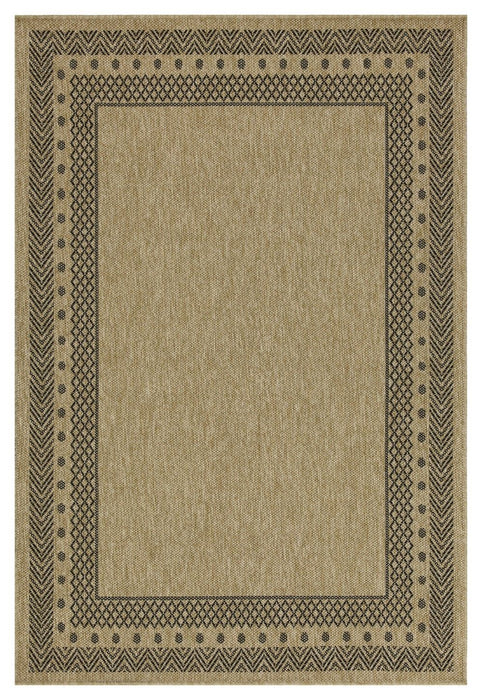 Earth - 2'7" X 7'3" Indoor / Outdoor Area Rug, Polypropylene - Jute / Black