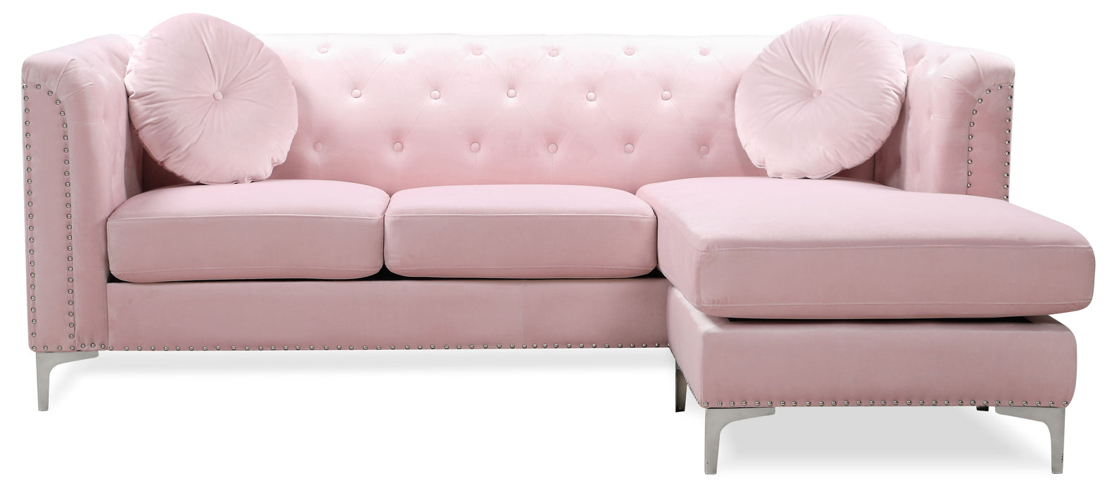 Glory Furniture Pompano Sofa Chaise (3 Boxes), Pink