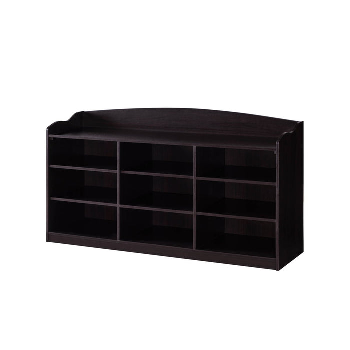 Entry Bench Shoe Rack With Nine Storage Shelves With Top Open Shelf