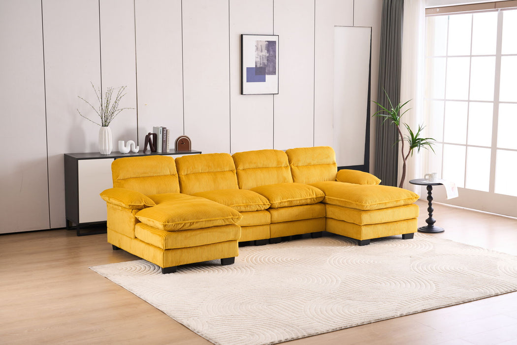 U-Shaped Profile Sofa, Including Two Single Seats And Two Chaise, Modular Sofa, Corduroy Sofa