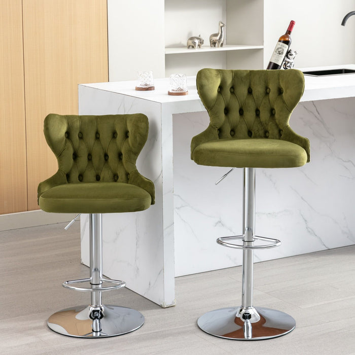 Swivel Barstools Adjusatble Seat Height From 25-33", Modern Upholstered Chrome Base Bar Stools With Backs Comfortable Tufted For Home Pub And Kitchen Island