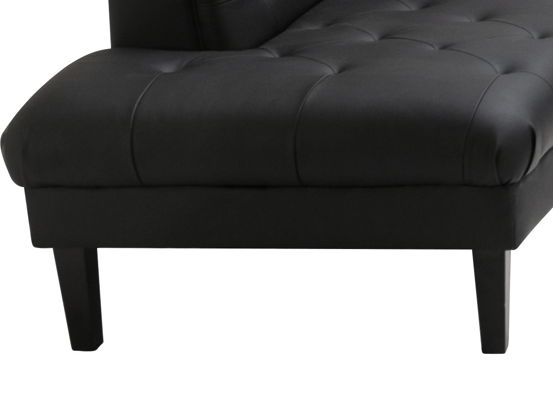 Sarah - Vegan Leather Tufted Chaise With 1 Accent Pillow