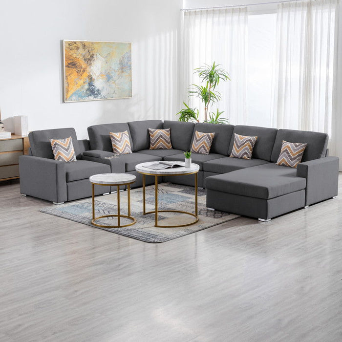 Nolan - 7 Piece Sectional Sofa With Pillows And Interchangeable Legs